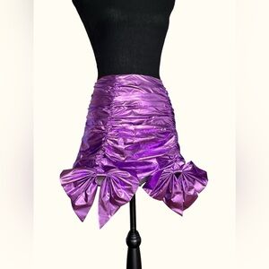 SUGAR THRILLZ Metallic Ruched Skirt with Bows